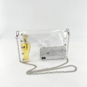 Clear Crossbody and Clutch Bag  Silver